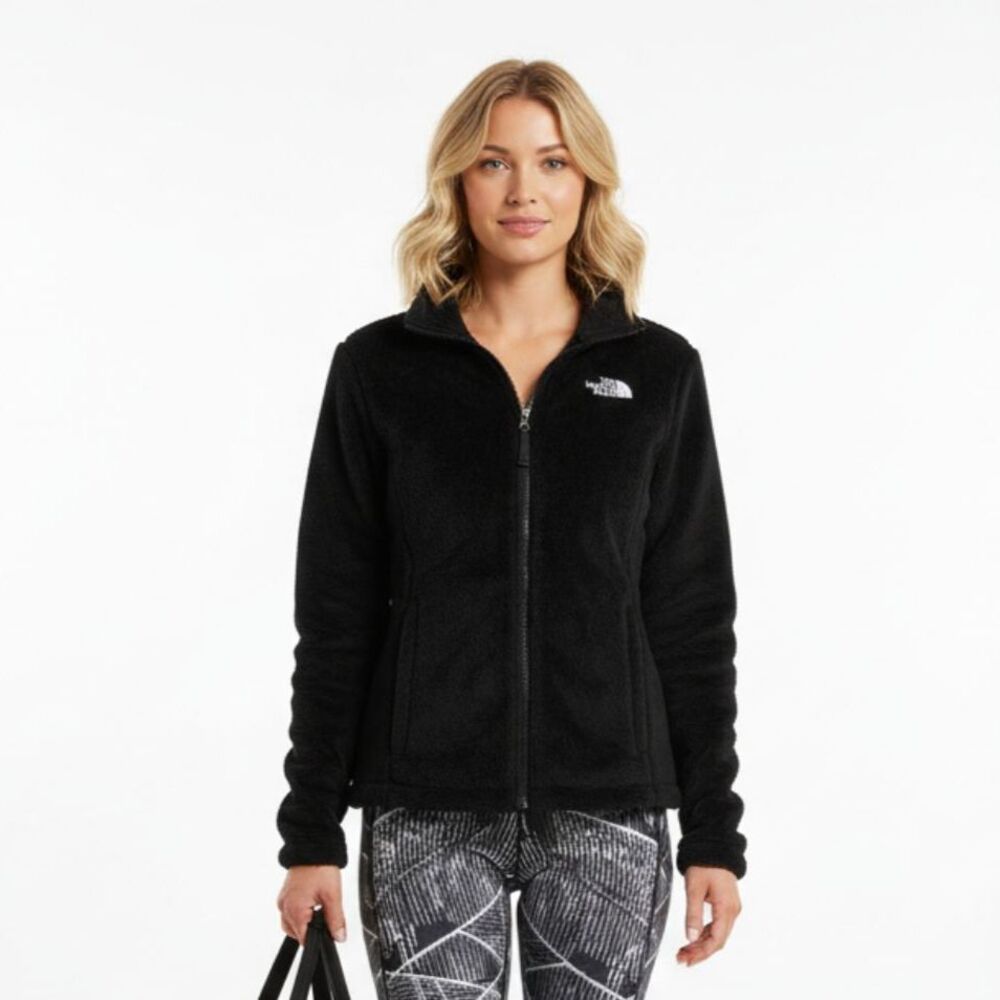 North Face Black Fuzzy Zip Long Sleeve Athletic Sport Jacket M